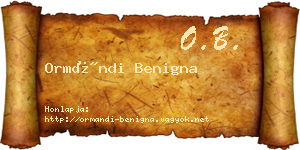 Ormándi Benigna névjegykártya